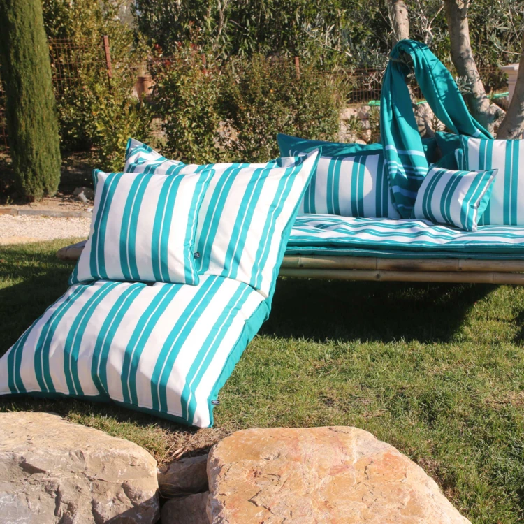 Pouf extérieur XXL à rayures