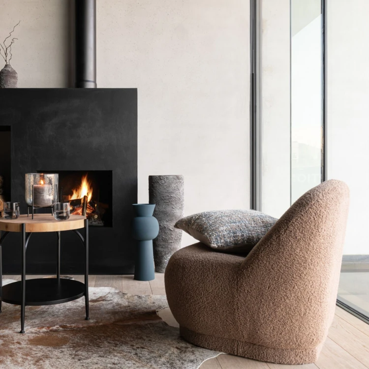 Fauteuil moelleux velours effet bouclette
