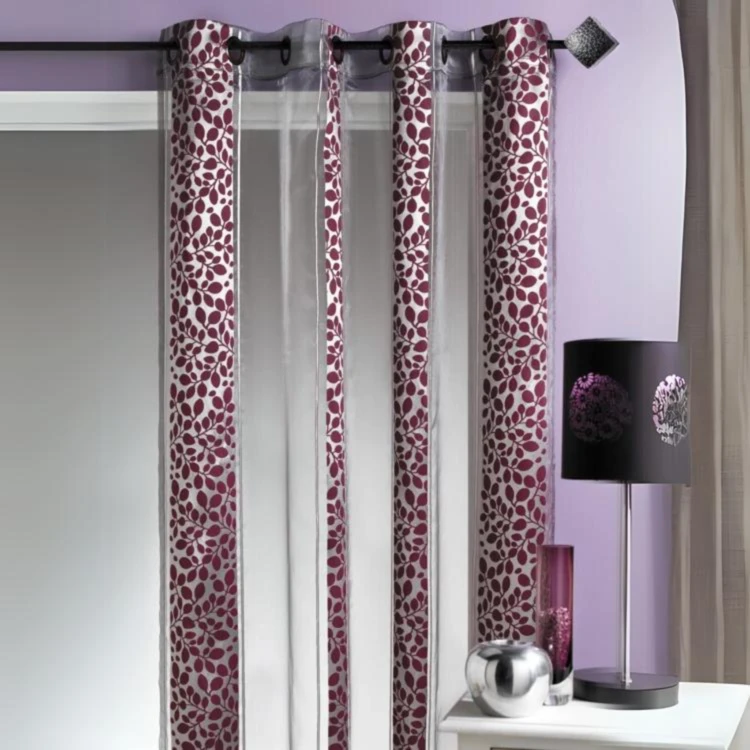 Voilage Organza jacquard motif feuillage