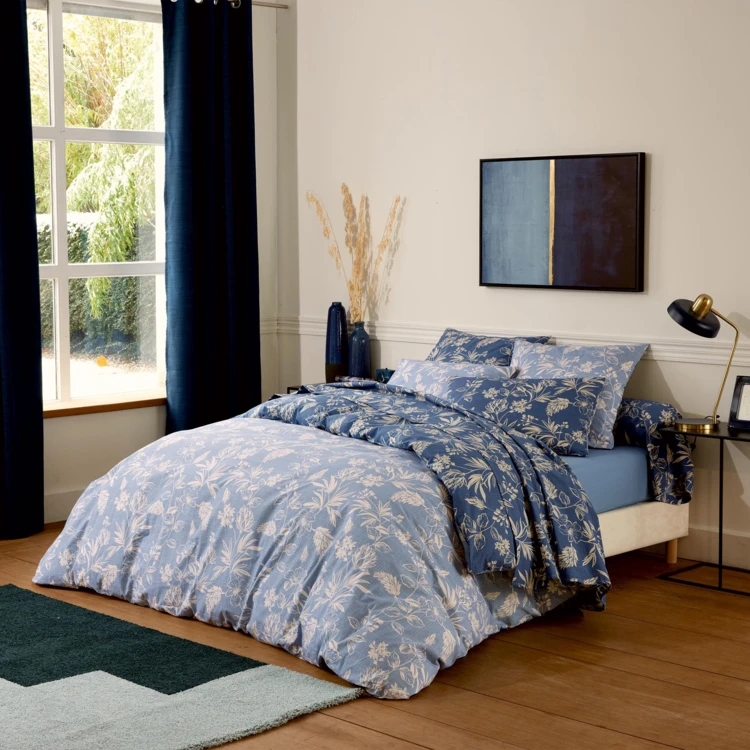 Parure de lit 3 pièces percale de coton végétal housse de couette + taies