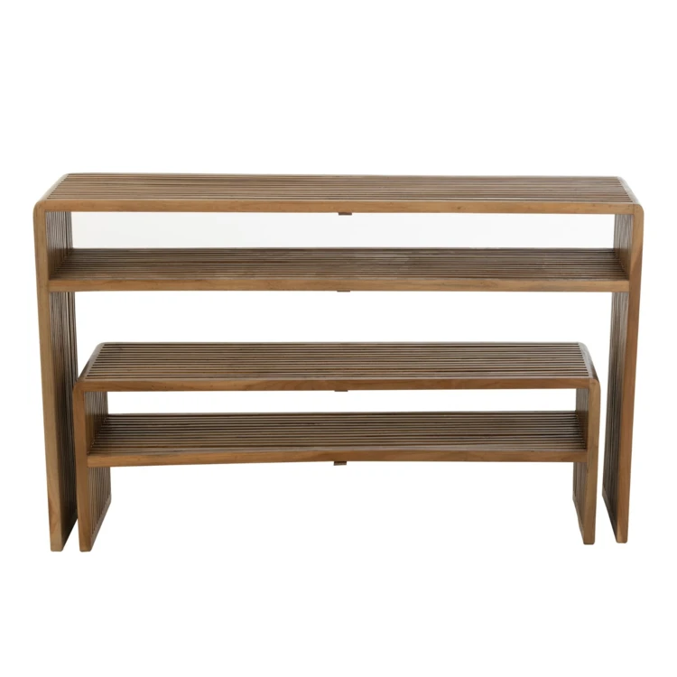 Meuble console avec étagère gigogne en teck lot de 2