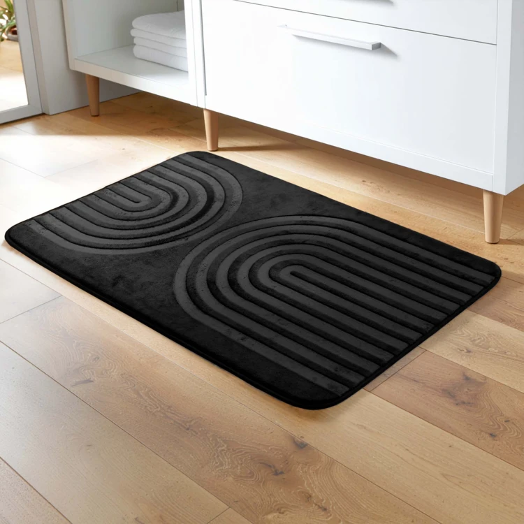 Tapis de bain antidérapant en microfibre à relief graphique