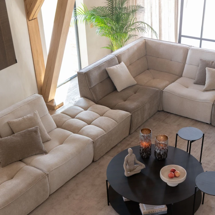 Fauteuil pivotant carré en tissu bouclette