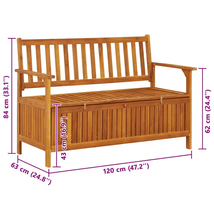 Banc de jardin avec coffre de rangement en bois