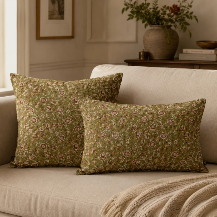 Housse de coussin floral en lin lavé SAMARA HAOMY