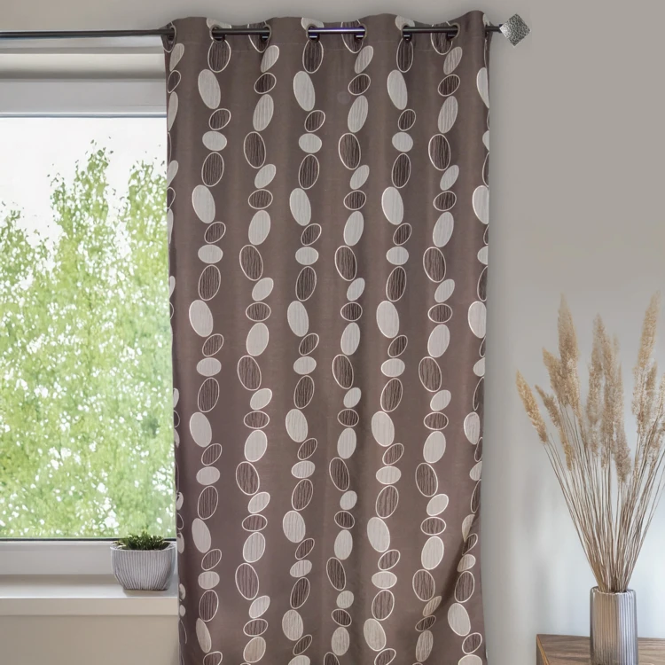 Cortina en Jacquard Piedras Chocolate
