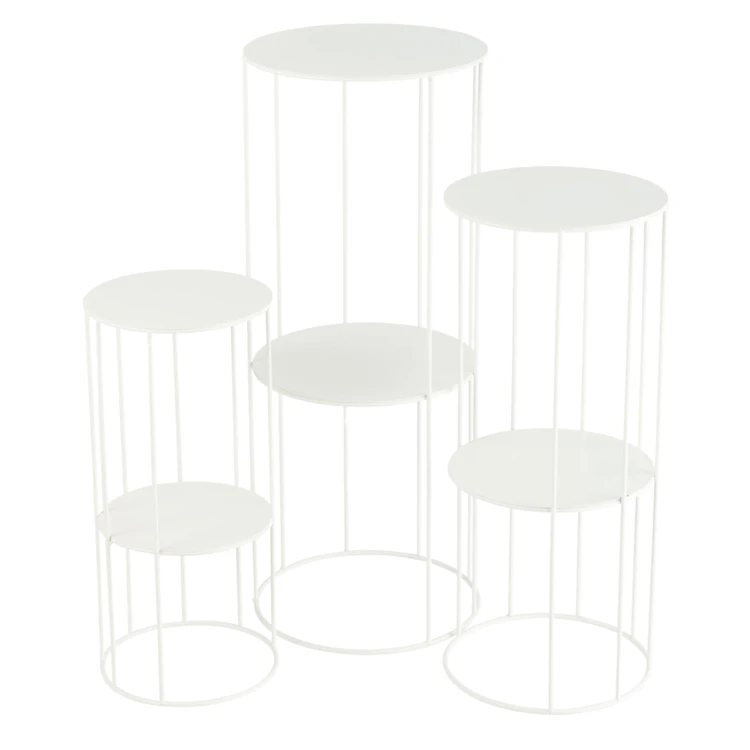 Porte plante en métal lot de 3 petites tables d'appoint à double étagère