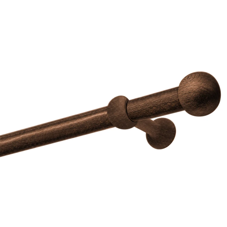 Kit tringle à rideaux en bois hêtre D28 mm