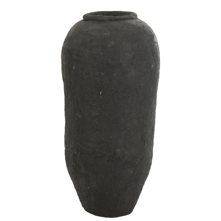 VASE PAPIER MACHE NOIR LARGE