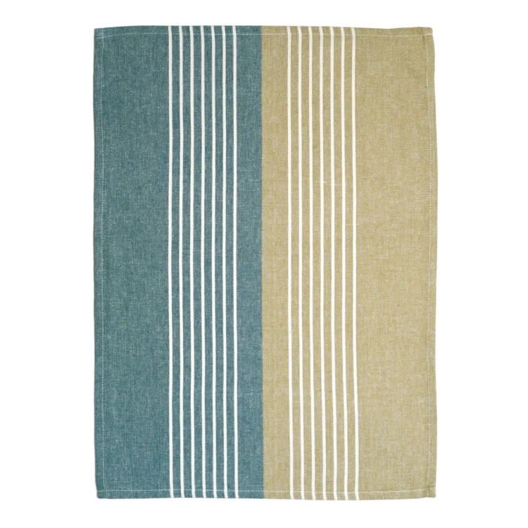 Torchon de cuisine en coton à rayures bicolores