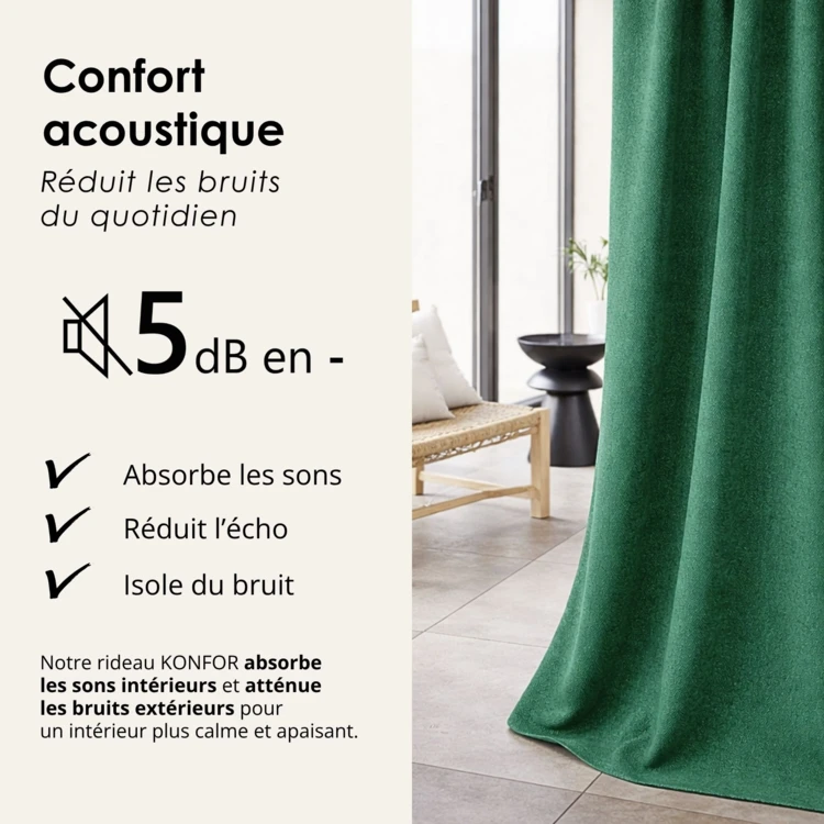 Rideau thermique phonique et semi occultant KONFOR