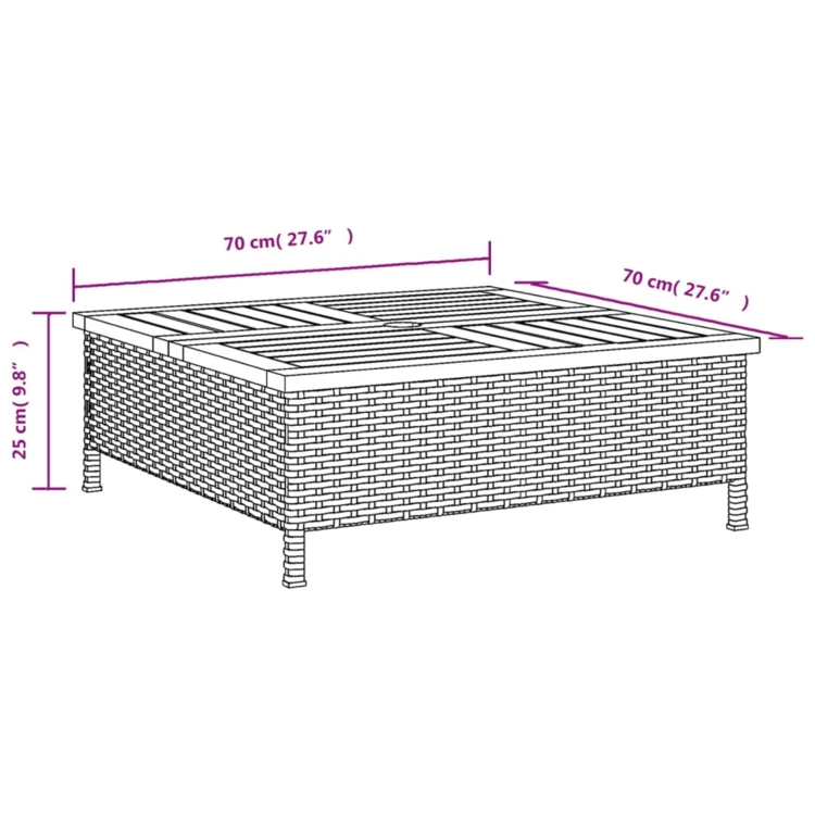 Table basse de jardin en bois et résine tressée