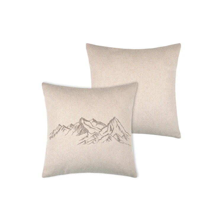 Coussin décoratif à motif montagnes brodé