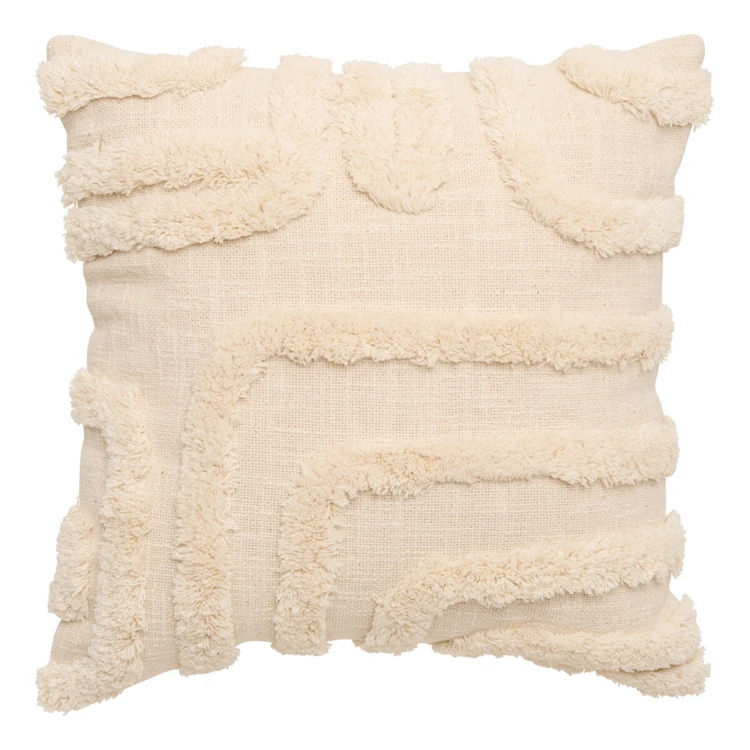 Coussin décoratif tufté en coton à motifs en relief