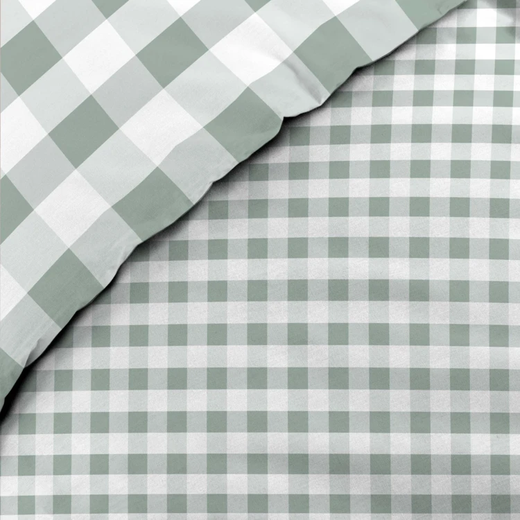 Parure de lit 3 pièces en coton à carreaux housse + taies