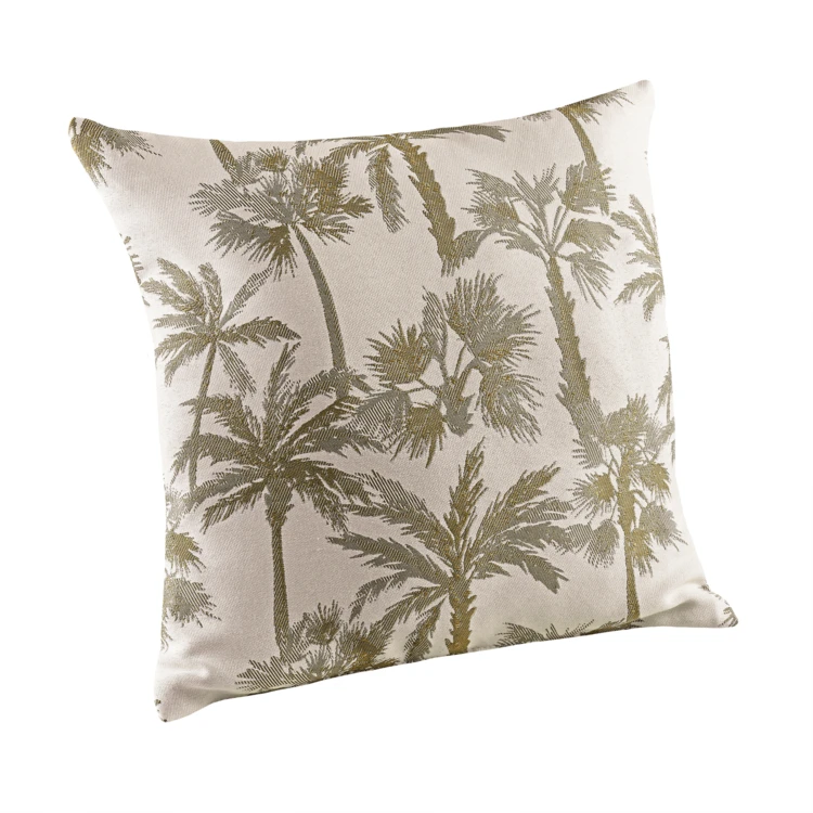 Coussin motif palmier tissé