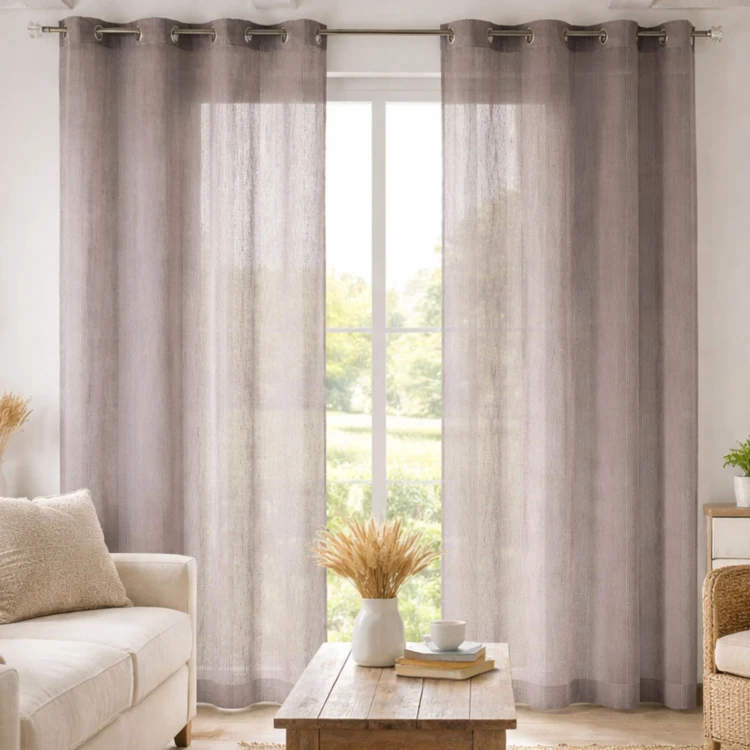 Voilage rayures brodées ton sur ton