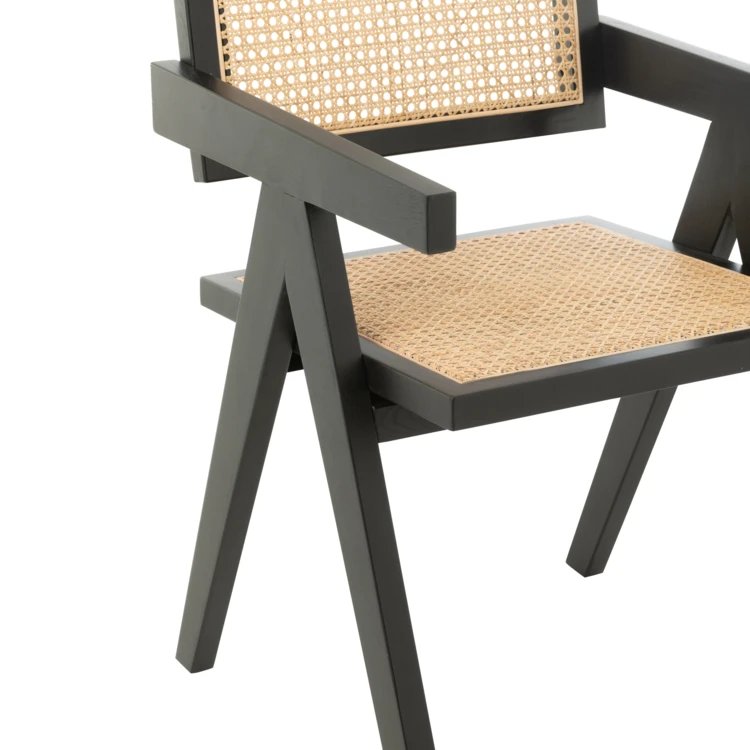 Chaise design en bois et rotin