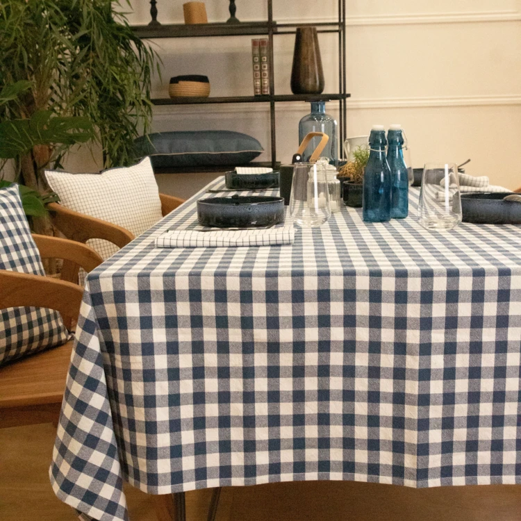 Quadratische Tischdecke aus Vichy-Baumwolle