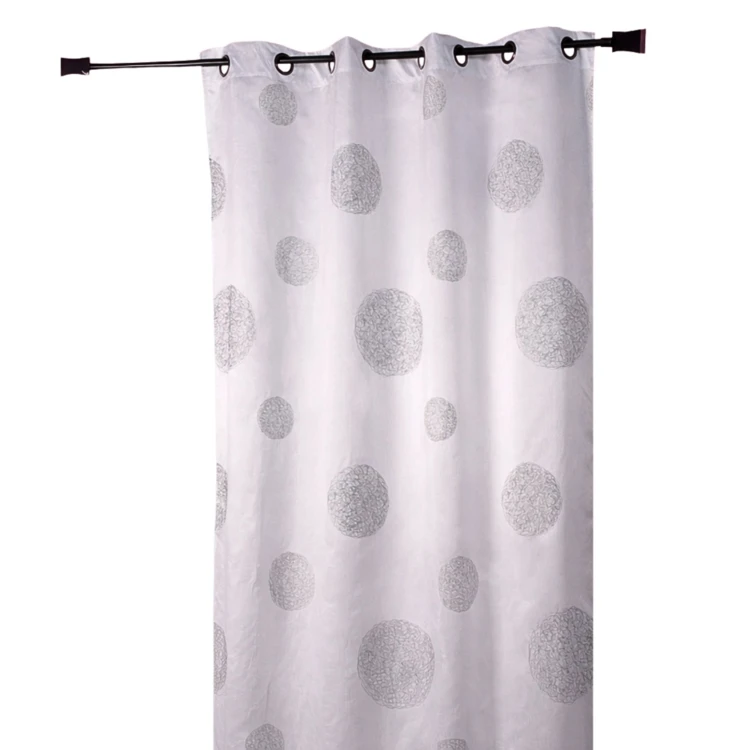 Rideau Blanc en Shantung Brodé 'Ronds Mêlés'
