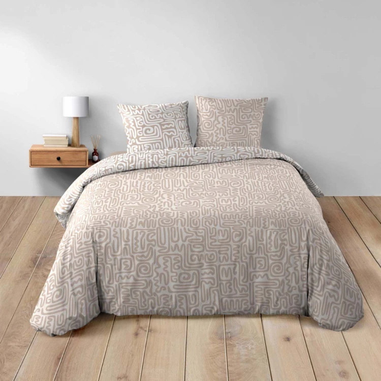 Parure de lit 3 pièces en coton à motif géométrique housse + taies