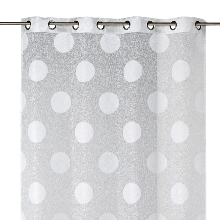 Voilage en Organza Jacquard brodé motif gros rond
