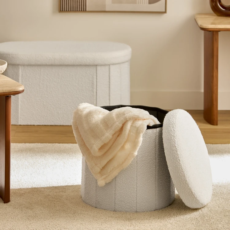 Pouf coffre pliant avec rangement intégré