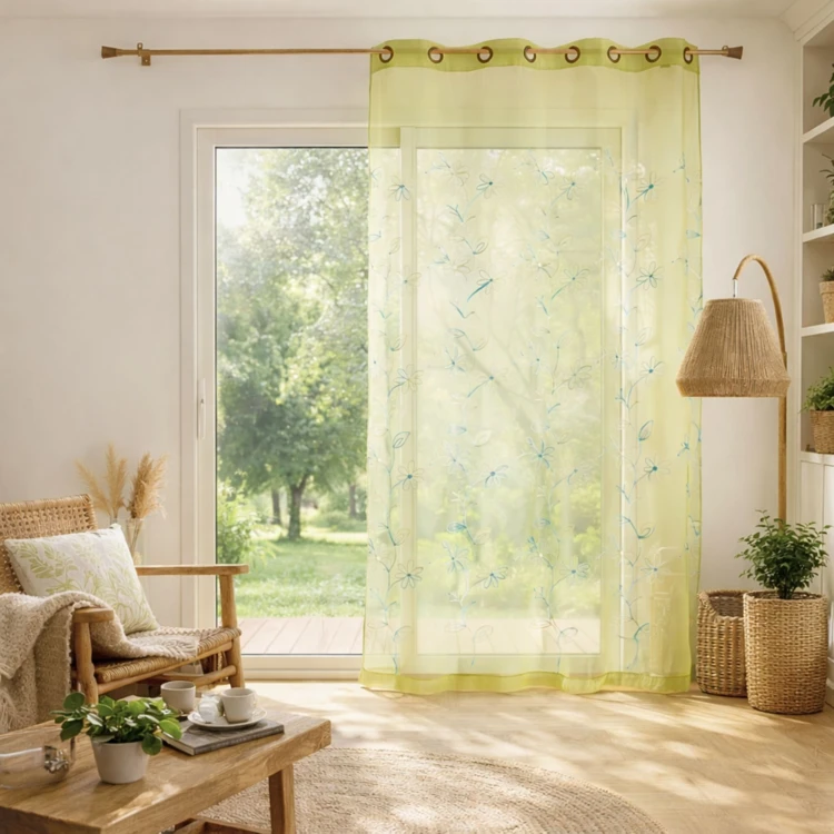 Voilage Organza Brodé fil satiné