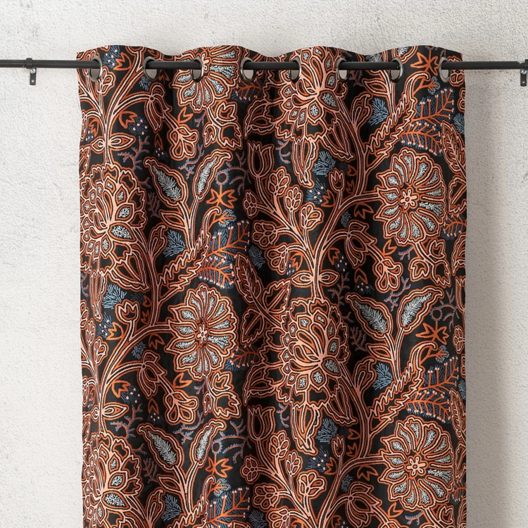 Lichtdurchlässiger Jacquard-Vorhang mit floralem, grafischem und raffiniertem Muster