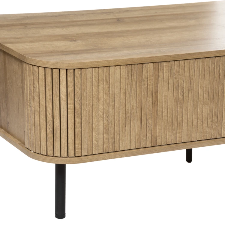 Mesa de centro con puertas correderas acanaladas