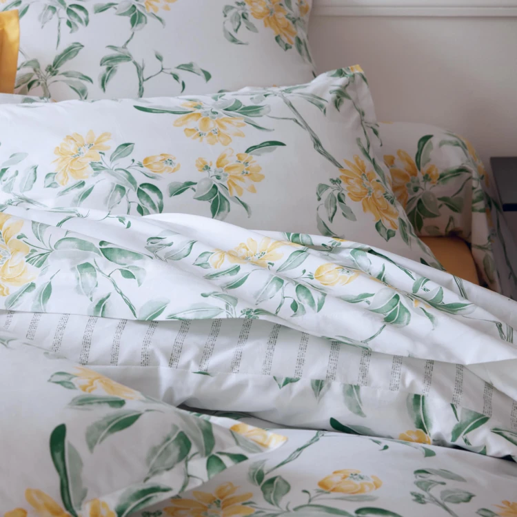 Housse de couette en percale de coton à motif floral