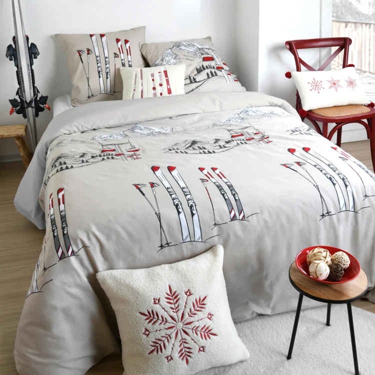 Juego de cama con diseño de esquí y montaña
