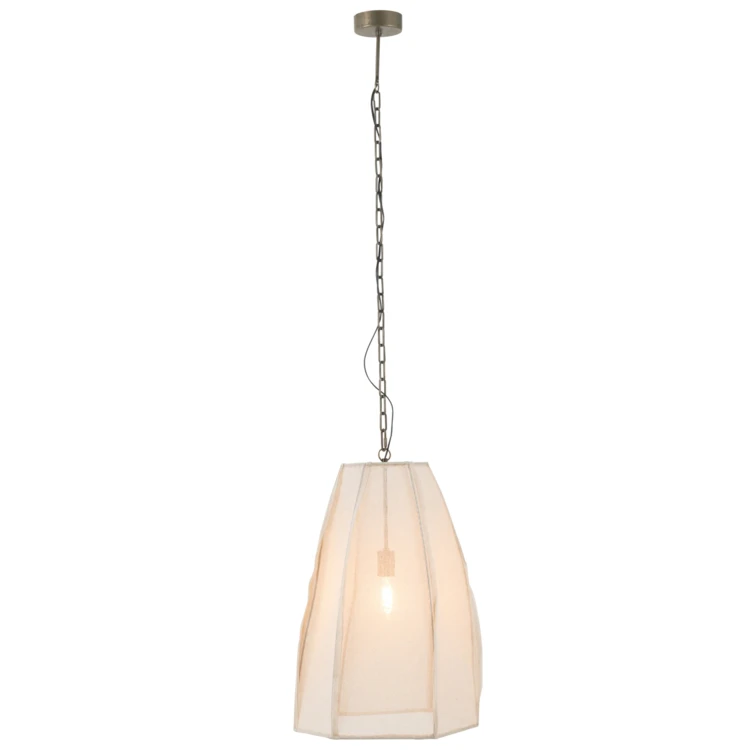 Suspension cloche en lin et fer