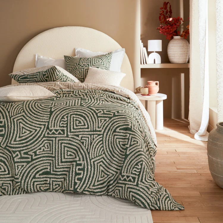 Juego de cama reversible de algodón con estampado laberinto