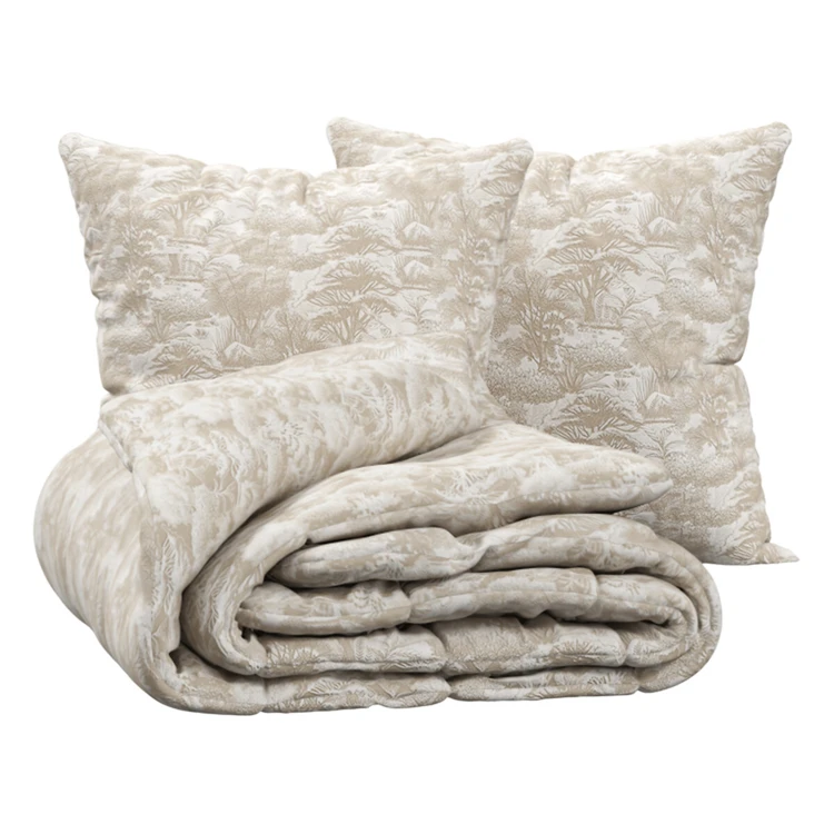 Conjunto de cama de 3 peças em algodão reversível com padrão «toile de Jouy»