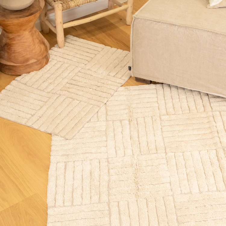 Tapis coton déco motif rayures croisées