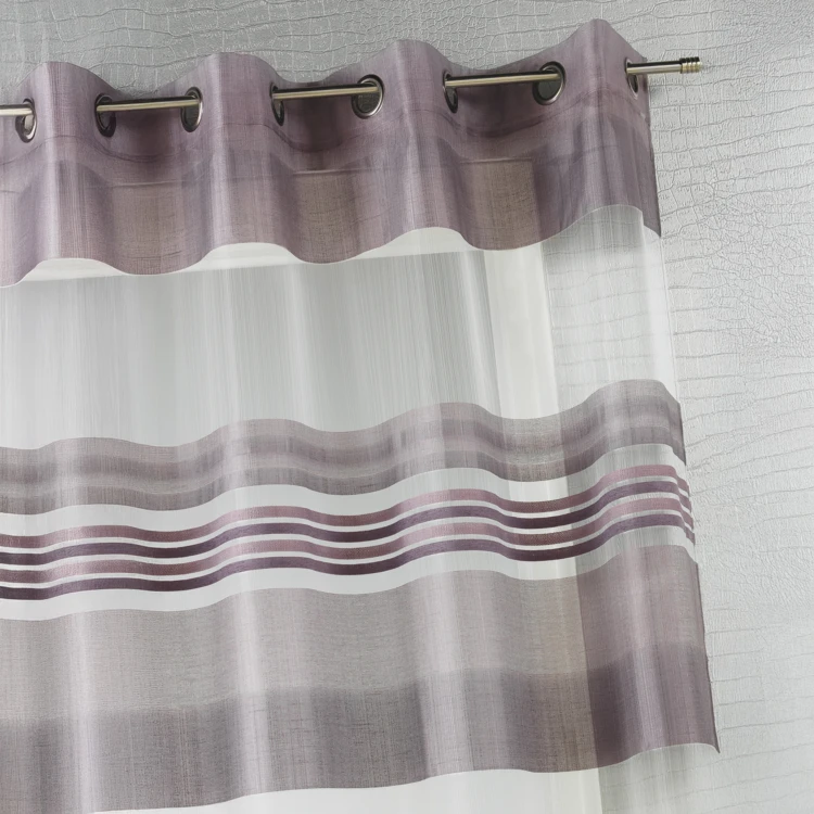 Voilage Organza rayures horizontales tissées