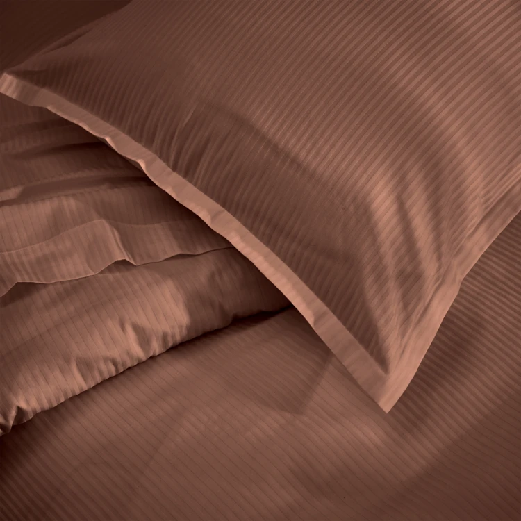 Housse de couette satin de coton rayures ton sur ton