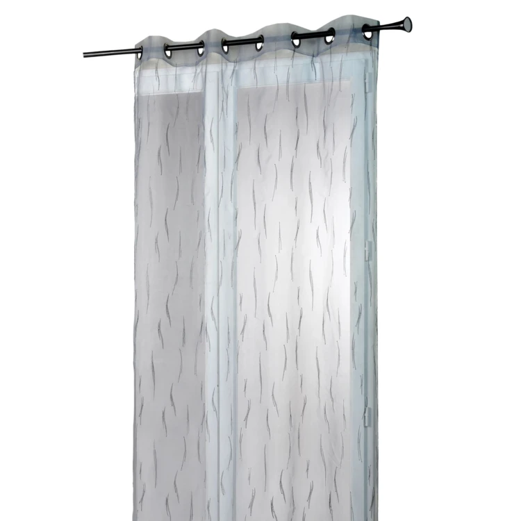 Cortina de organza gris con bordado de ramitas