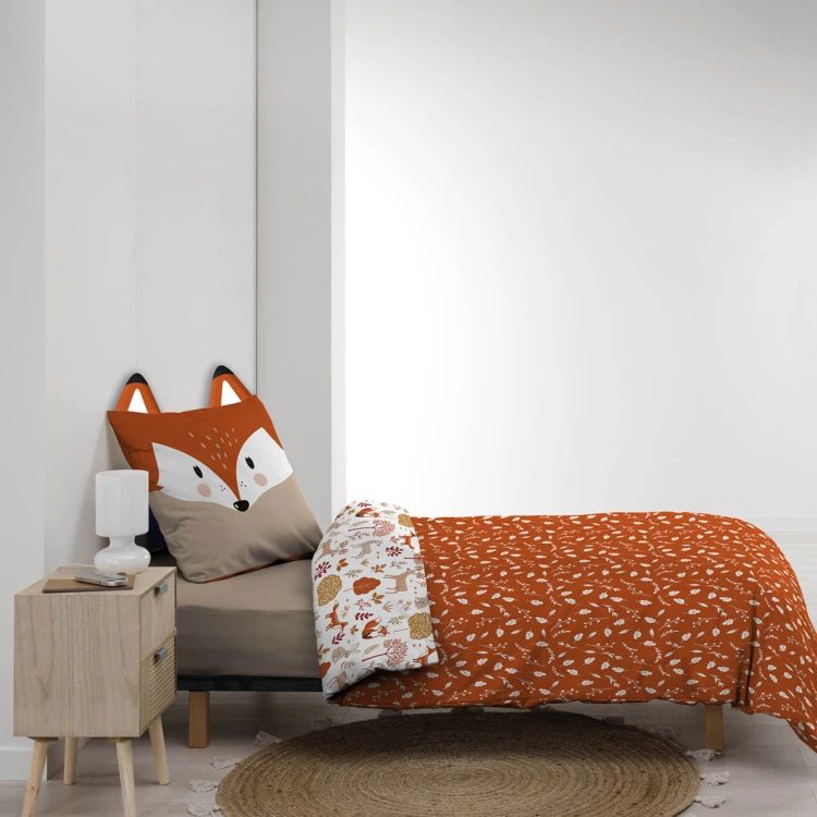Parure de lit enfant réversible en coton motif renard et nature