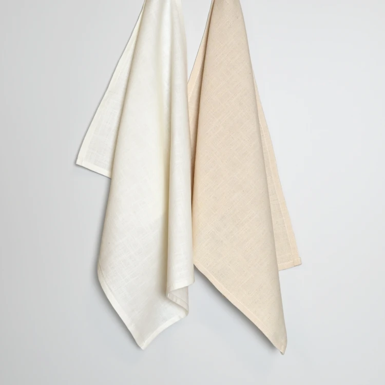 Torchon de cuisine en coton uni aspect tissé