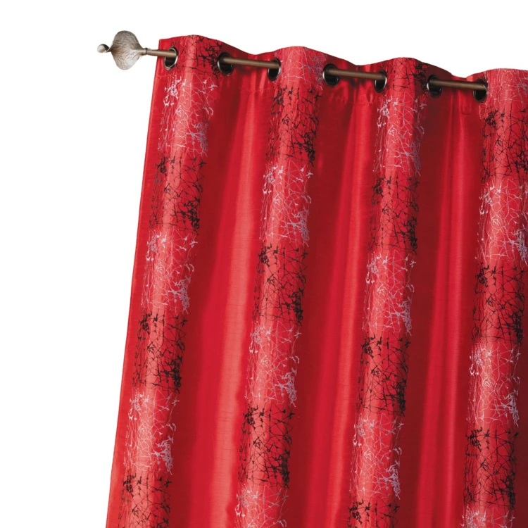 Rideau d'ameublement shantung brodé motif éthnique