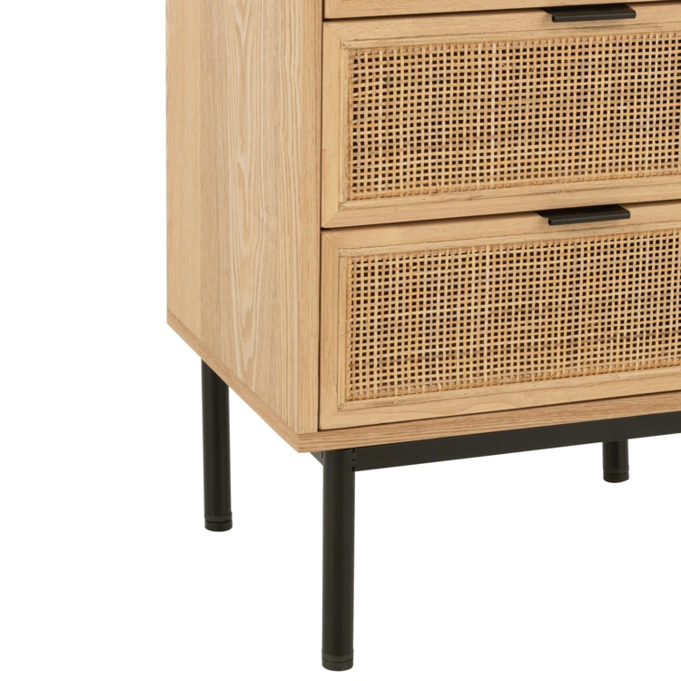 Cómoda alta de madera con 5 cajones