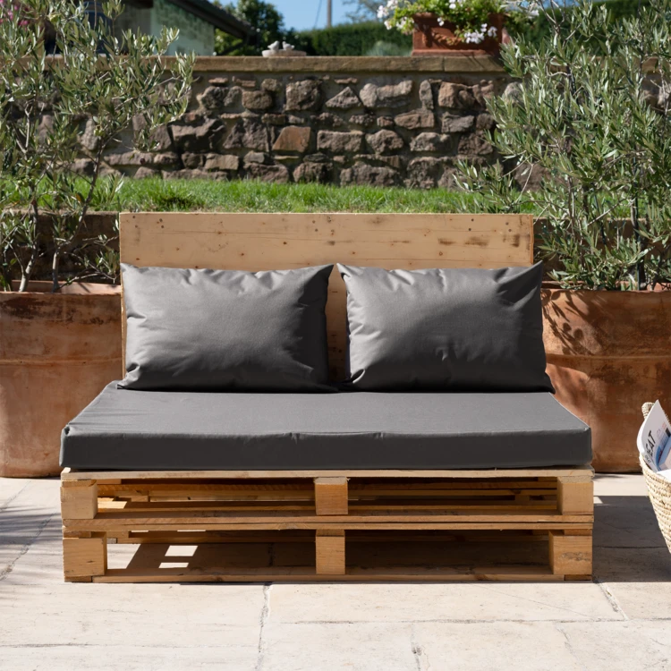 Kit 3 coussins palette outdoor en toile enduite imperméable