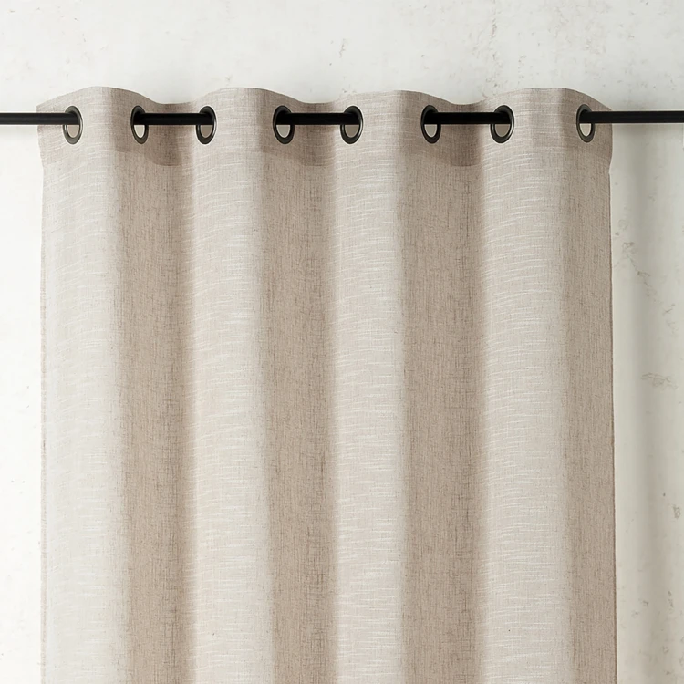 Voilage poly-lin à relief flammé avec œillets