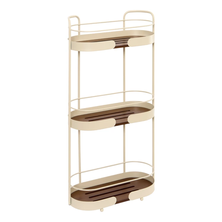 Etagère de douche 3 niveaux en acier et bambou