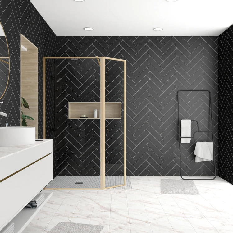 Paroi de douche à l’italienne avec volet pivotant en verre trempé 5 mm