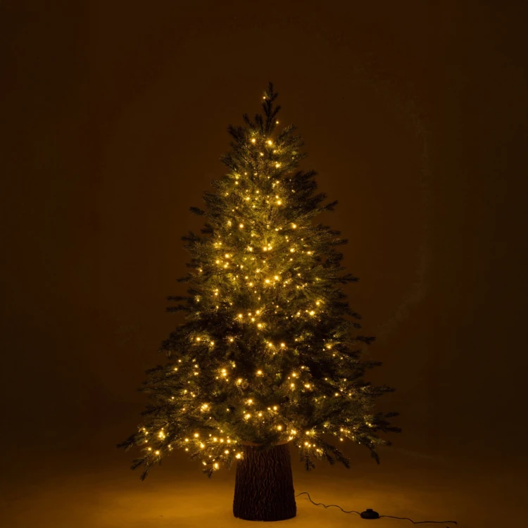 Sapin de Noël artificiel lumineux 600 LED avec socle en bois