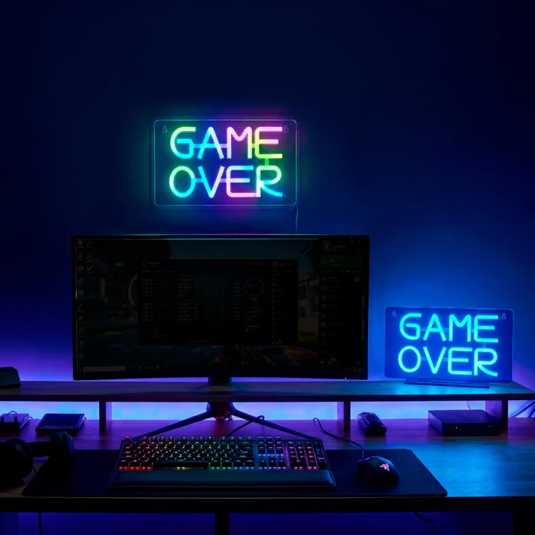 LED-neonbord ‘Game Over’ voor op tafel