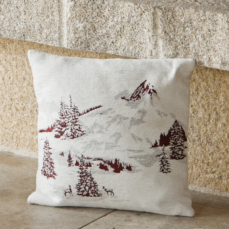 Housse de Coussin Sapins Enneigés